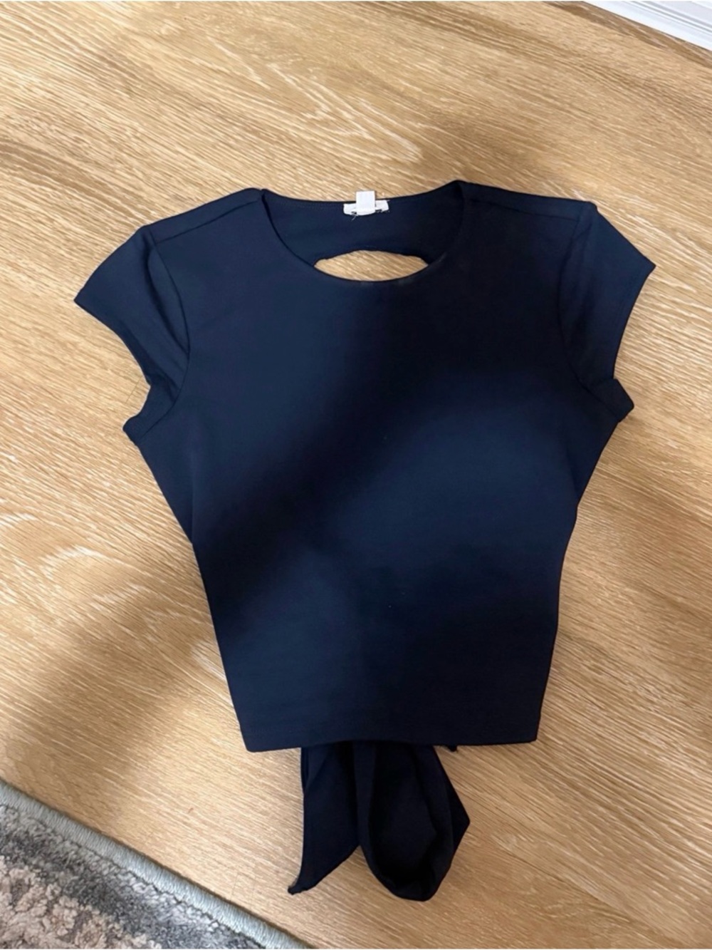 Garage Black Short-Sleeve Crop Top with Front Cutout